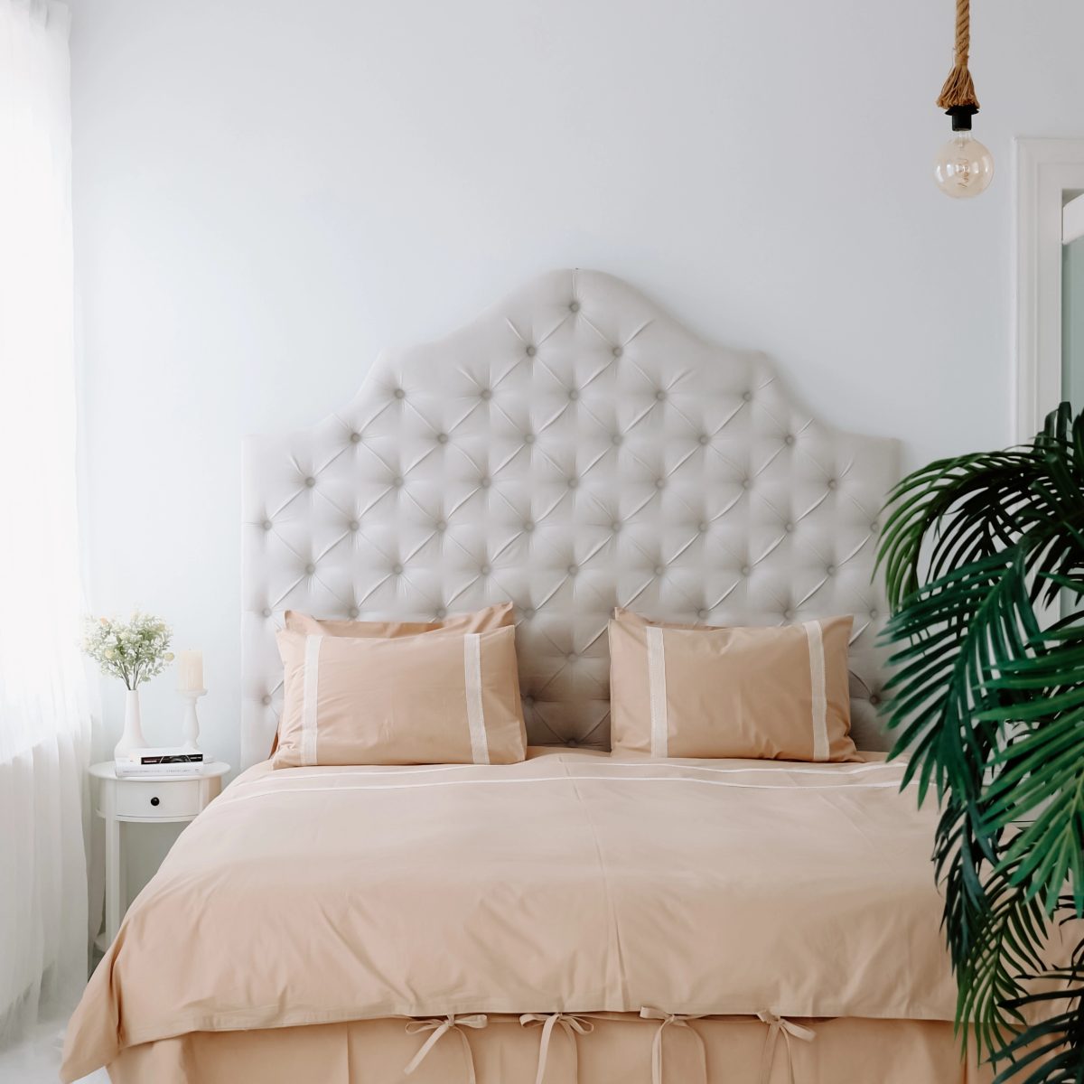 Lace-trimmed bed linen, percale – Peach Fuzz