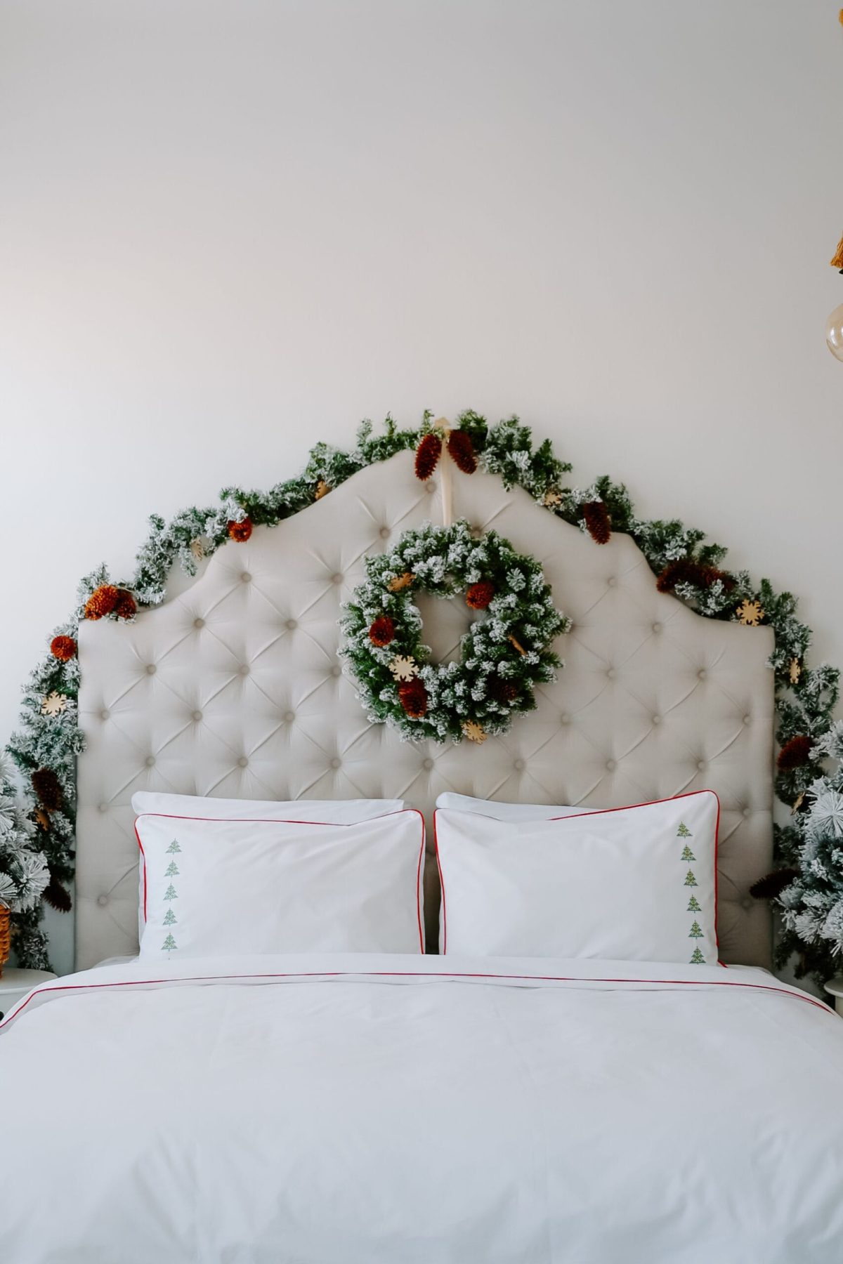 Premium white bed linen, percale cotton – Little Fir Trees embroidery