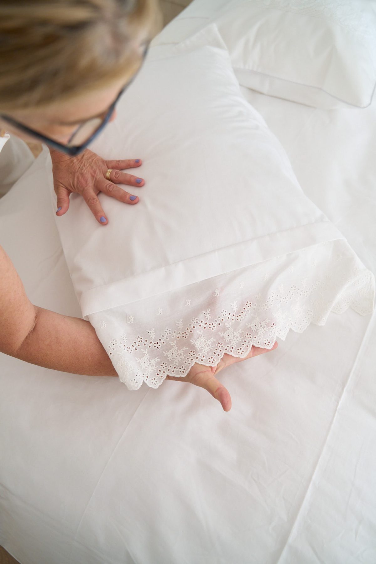 Lenjerie de pat, bumbac percale, cu dantela – detail 3